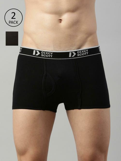 Dixcy Scott Originals Men's Black, Dark Grey Solid 100% Cotton Pack of 2 Trunks