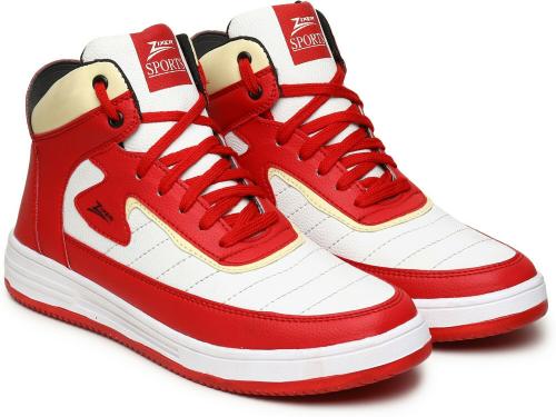 Zixer Men's High Top Ankle Retro Air Original Sneakers || Boys Long Bike Riding Shoes (Red)