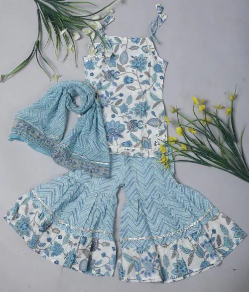 Spack Jerrow Kids Girls Kurti & Sharara Set Dress - Ethnic Wear Dresses For Baby Girl| Traditional Kurti Sharara (H_3-4 year)