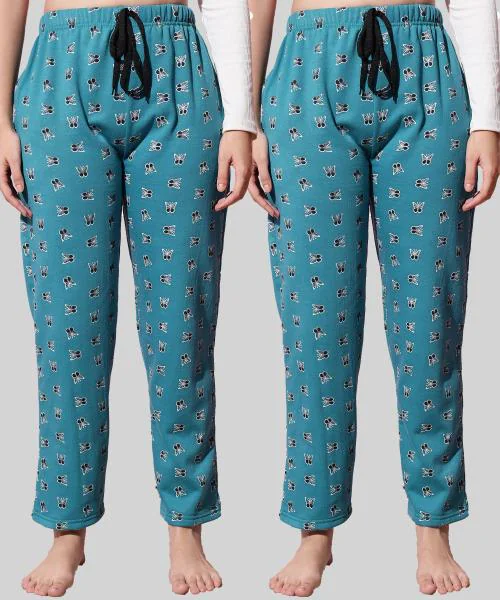 Anixa Women Multicolor6 Cotton Printed Pack of 2 Pyjamas