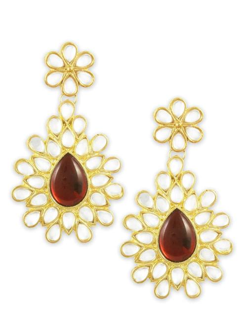 Buy Karatcart Copper 24K Goldplated Traditional Red Stone Kundan Dangle