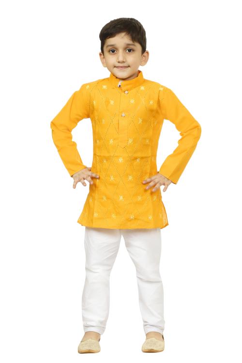 NFC CREATION Boys Khadi Cotton Embroidery Kurta and Pyjama Set