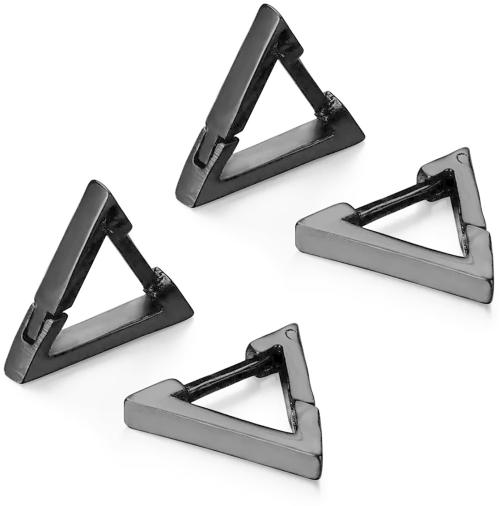 Adhvik Triangle Push-Back Ear Plug Buckle Press Screw Pierced Barbell Bali Clip-on Earring Black (Unisex) Pack of 2