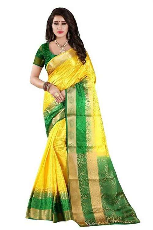 Ai-Para Couture Women tusser silk Banarasi Saree With Blouse