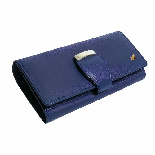 UDESERVE Navy Blue Leather Wallet for Women | RFID Protected Bi- Fold Leather Ladies Wallet | Ladies Clutch | Genuine Leather Ladies Purse with 10 Cards Slots | Women Purse |
