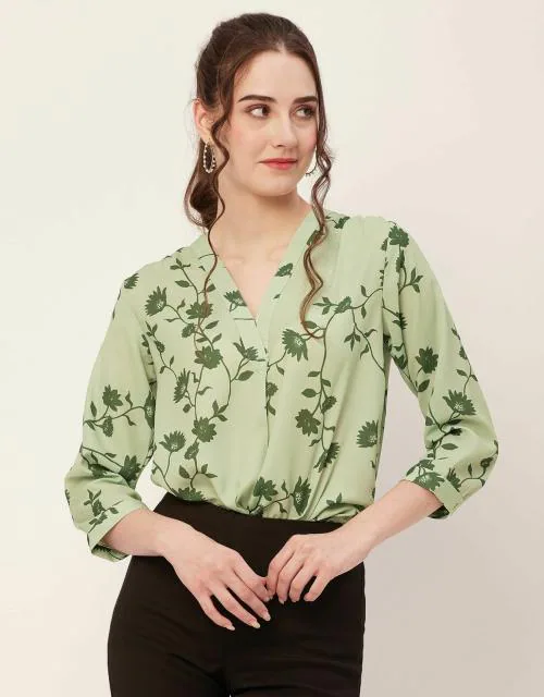 Moomaya Printed Tops For Women, Long Sleeve, Semi-Formal Top
