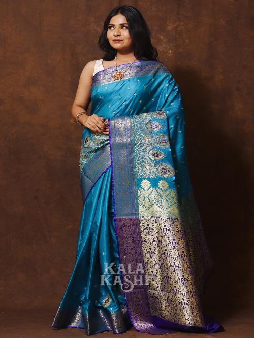 KALA KASHI PREMIUM BANARASI SATIN SILK (Blue)