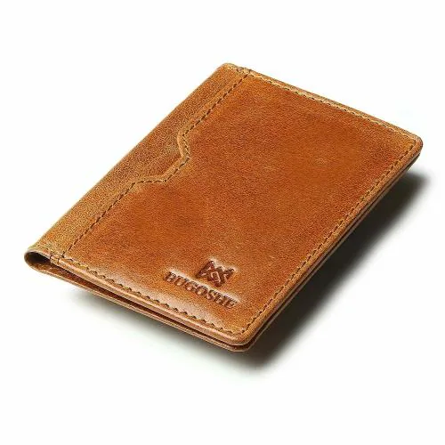BUGOSHE Leather Card Holder for Men| Slim Wallet| Credit Card Holder for Men (Tan)