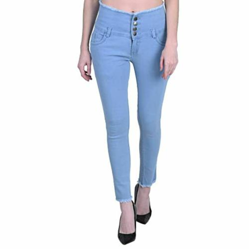PX4 Jeanswear Stylish 4 Button Women Jeans (Fur) Light Blue
