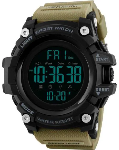 SKMEI Sports Black Dial White PU Belt Premium Stylish Watch For Men