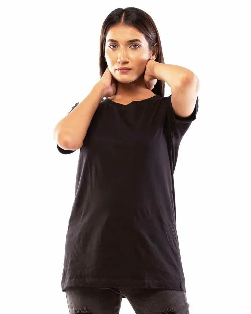 Lappen Fashion Women's Cotton Half Sleeve T-Shirt | Regular Slim Fit Plain Solid Tshirts | Pure Cotton | Round Neck, Ultra Soft | Trendy & Stylish Tshirt | Casual Smart Look - (Black) XL