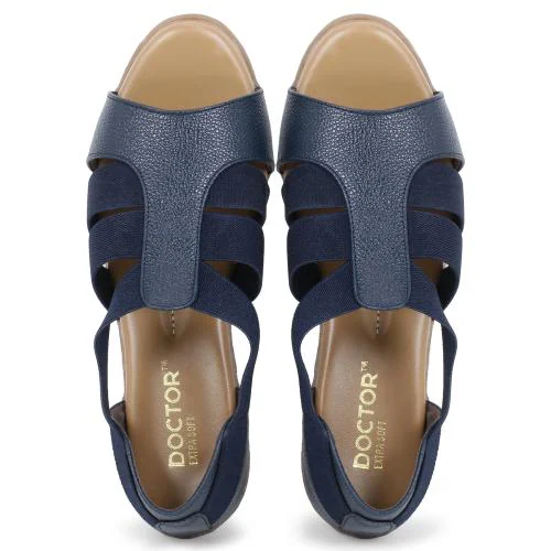 DOCTOR EXTRA SOFT Women's Navy Ortho Sandals Orthopaedic Diabetic Daily Use Dr Sole Footwear Casual Office Wear Stylish Fashion Comfort Slip on Chappals Slippers for Ladies & Girl's ART 539