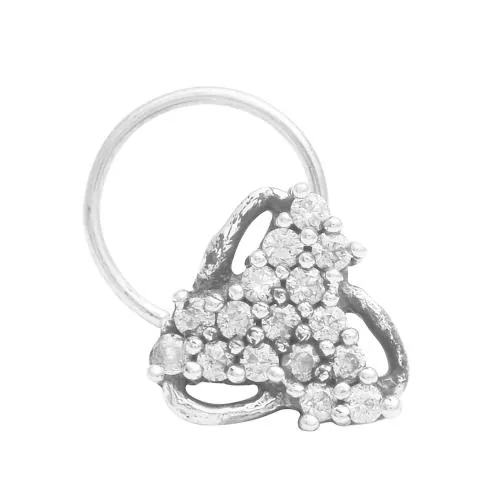 MOONEYE Black Oxidized Nose Pin Indian Traditional Nose Pin For Women White CZ Nose Pin