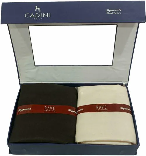 Siyaram's Men Cream Solid Cotton Shirt & Trouser Fabric