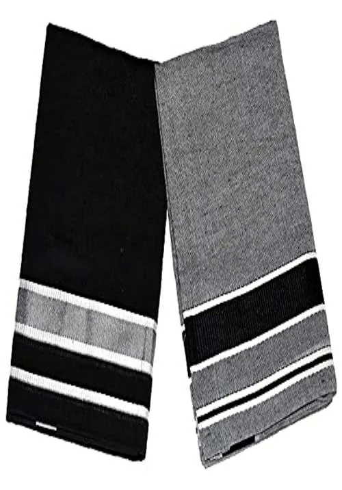 SUMAN TEX Men Black and Grey Pure Cotton Dhoti (Pack of 2)