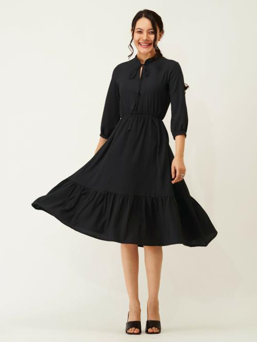 AASK Women Polyester Solid & Plain Women Cinched Waist Dress Fit and Flare For Women| Dress for women| Party Dress| Dresses| Stylish Dress| | New Collection