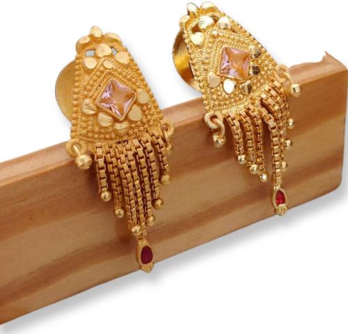 Fally Jewellery Gold Brass Gold Plated Earring Set for Women and Girls