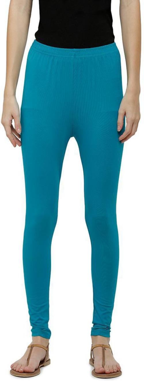 De Moza Women Green Solid Cotton Blend Western Wear Legging (S)