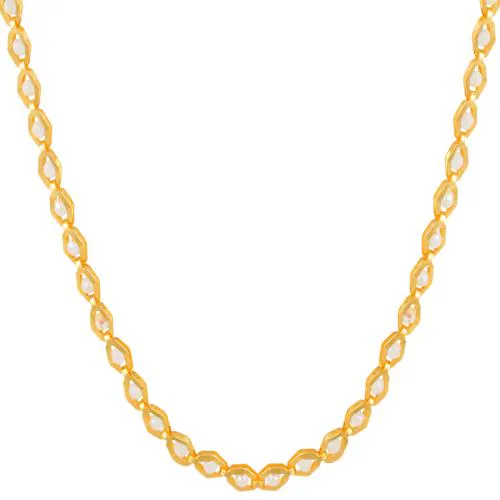 Fashion Frill Elegant Gold Plated White Beads Gold Chain Necklace For Women Girls Neck Chain 28 Inches