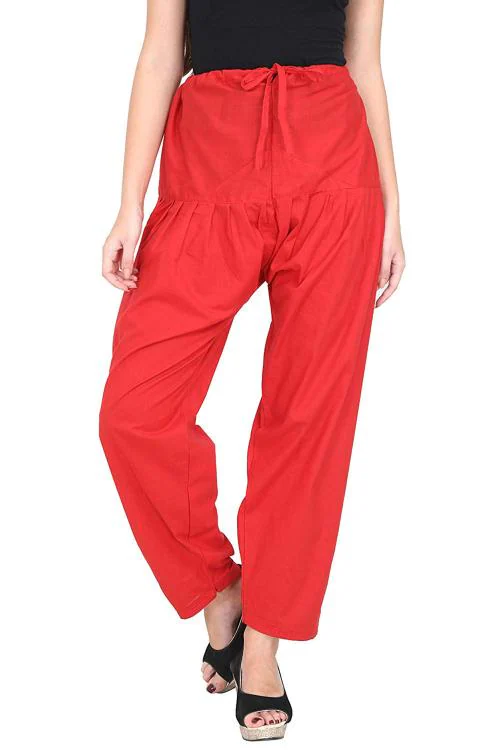 Anaro Red Cotton Patiala Salwar Pant For Women (Plus Size)