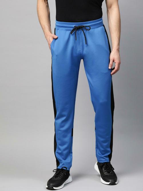 MANQ Men Color Blocked Polyester Royal Blue Joggers