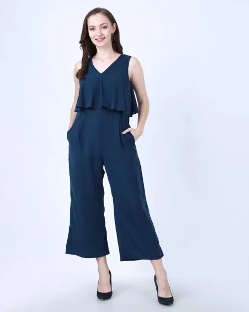 My Swag Women Turquoise Color Solid Long Jumpsuit