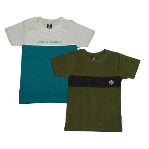 Feel plus Boys Printed Cotton Sinker Round Neck Slim Fit Half Sleeve T-Shirt (Pack of 2) 0-1 Years