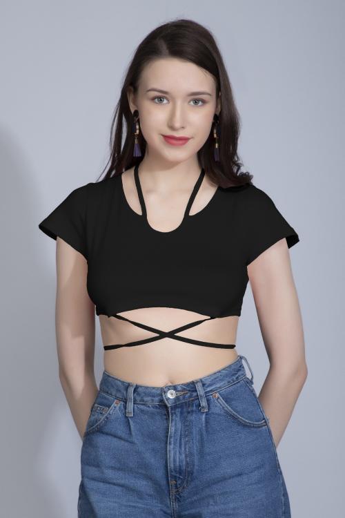 AD2CART A5037 Front U-Knot Neck Cap Sleeve Criss Cross Top Saree Blouse