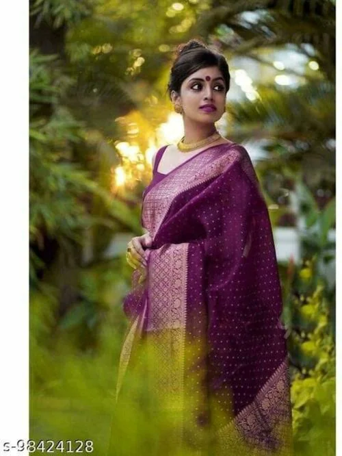 NS World Women Purple Self Design Pure Silk Sarees - JioMart