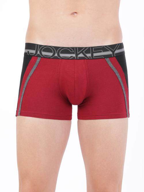 Jockey Men's Red Pepper Solid Cotton Blend Trunks