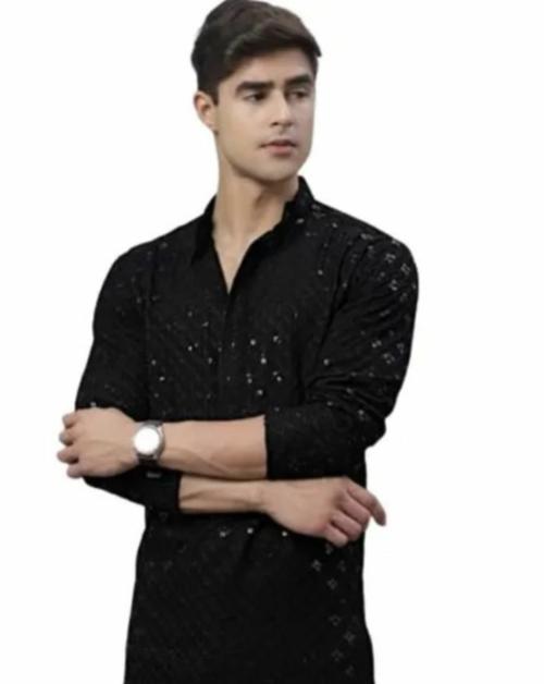 SBLANER Ethnic Were Men's Kurta Black Kurta
