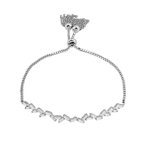 Fira Baguette Diamond Silver Bracelet