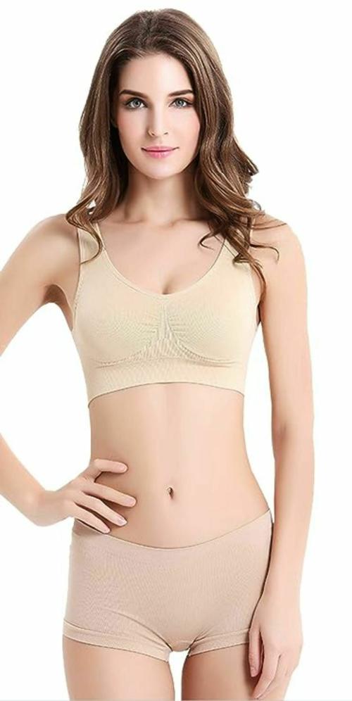 Lipsa Women's Clothing Lingerie Set Air Bra Non- Padded with Short Panty-Beige-34