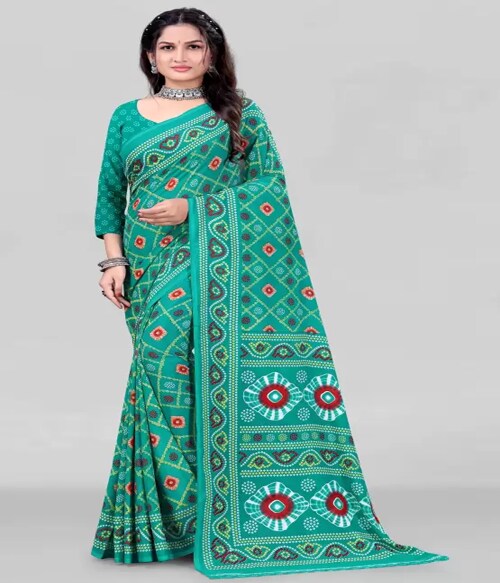 GK TRENDZ Women's Embroidery Work & Water Sequence Embroidery Chiffon Saree with Unstitched Blouse Piece Printed Daily Wear Georgette Saree (Multicolor)-Free Size-Multicolor2