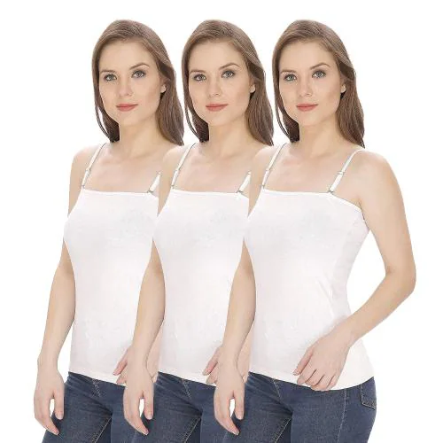 eDESIRE Combo Women's Cotton Camisole Detachable Straps Strapless Spaghetti Tank Top Camisole (Pack of 3)