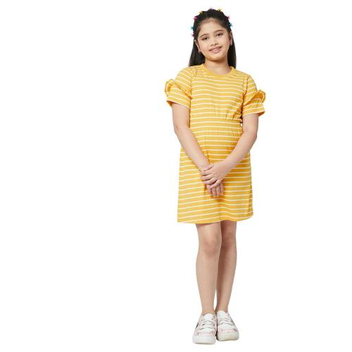 Stylobug Girls Yellow Cotton A Line Dress (9 Years-10 Years)