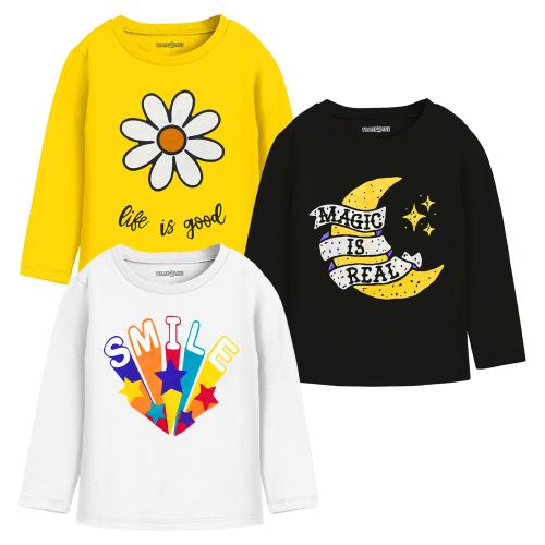 Trampoline Girls Pack of 3 Printed Cotton T-shirts