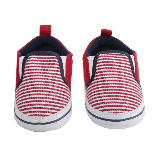 Babymoo Red Striped Comfortable Breathable Baby Booties - 0-6M