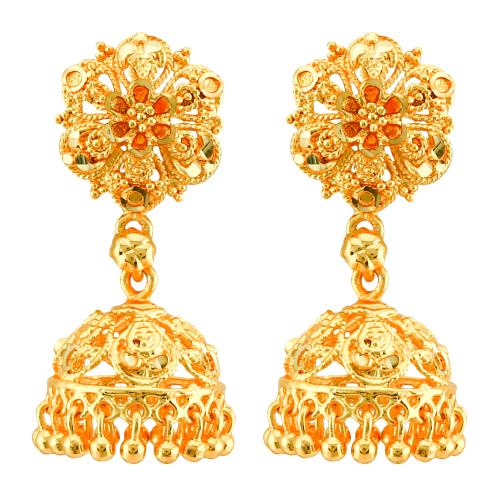 MEENAZ Traditional Temple One Gram Gold Brass Copper South Indian Screw Back Studs Meenakari Stone Ear Chains Hair Peacock Jhumkas Jhumka Earrings Combo for Women Girls Wedding chain -GOLD JHUMKI-M111