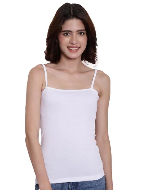 AMBEYCITY Women White Square Neck Solid Tank top