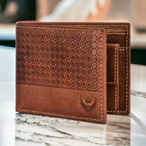 Lorenz RFID Blocking Genuine Crunch Leather Texture Wallet for Men | Tan Bi-Fold Wallet | Men's Wallet Purse | GL-44