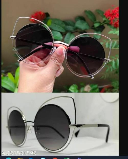 EyeNaks Luxury Unique Funky Metal Frame Cat-Eye Sunglasses Sunglasses For Girls With UV400 Protection