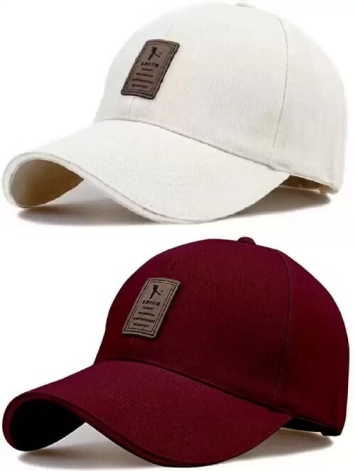 BIZOLO Baseball White & Maroon Cap For Men And Women