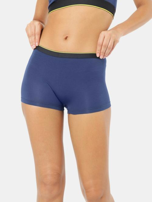 Bummer Women Navy Blue Micro Modal Solid Galactic Boy Shorts Briefs