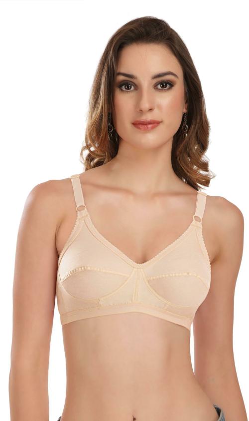 Featherline Women Beige Solid Cotton Blend Non-Padded Bra (42B)