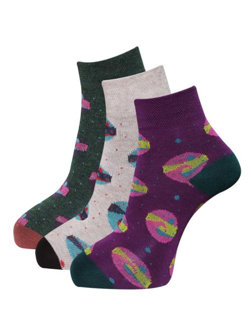 Buy Dollar Ankle Length Designer Thumb Socks For Women (Pack of 3) In