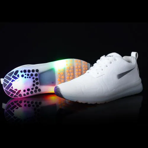 Led Light Shoes for Boys Casual White Light Wale Jute Dancing or Party wear Sport For Men (White)