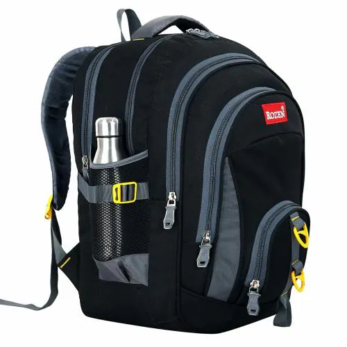 Rozen 47 Ltrs, 46 cms School Bag Class 5-12 Large 5 partition Laptop Collage Office Travel Backpack Unisex Black