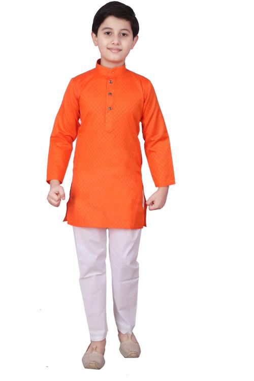 Pro-Ethic Style Developer Boys Dark Orange Full Sleeves Cotton Kurta Pajama Set