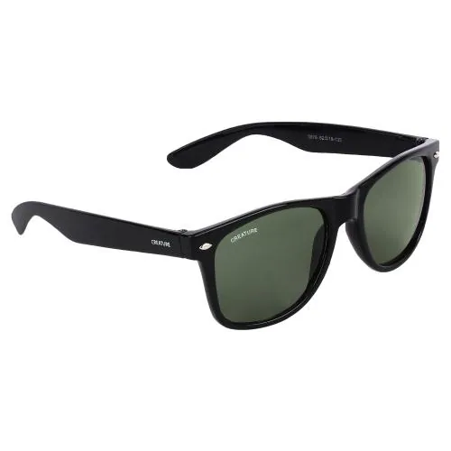 Creature Wayfarer Glossy Finish Unisex Sunglasses(Lens-Green||Frame-Black||SUN-003)